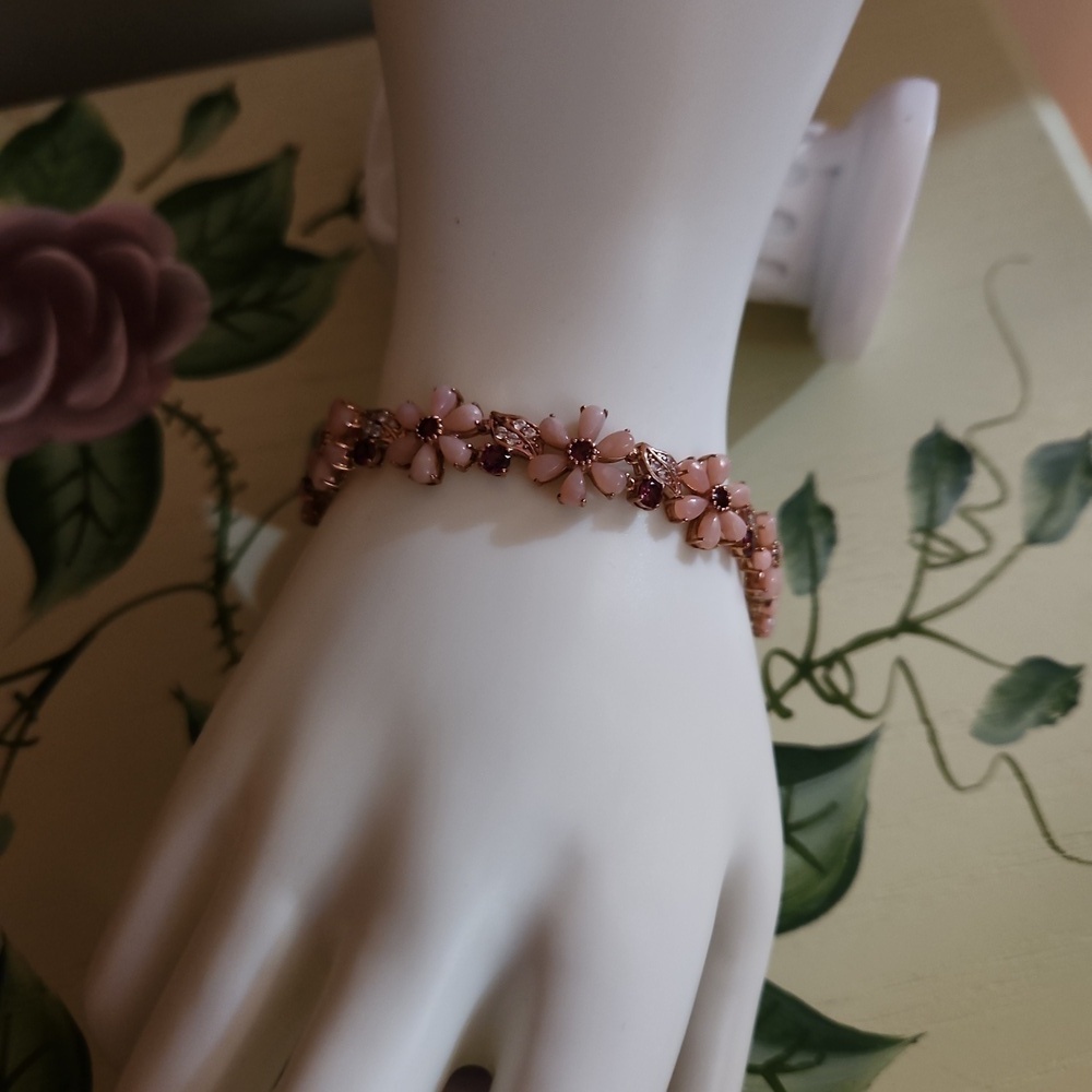JTV Pink Opal 18k Rose Gold Over Sterling Silver Bracelet